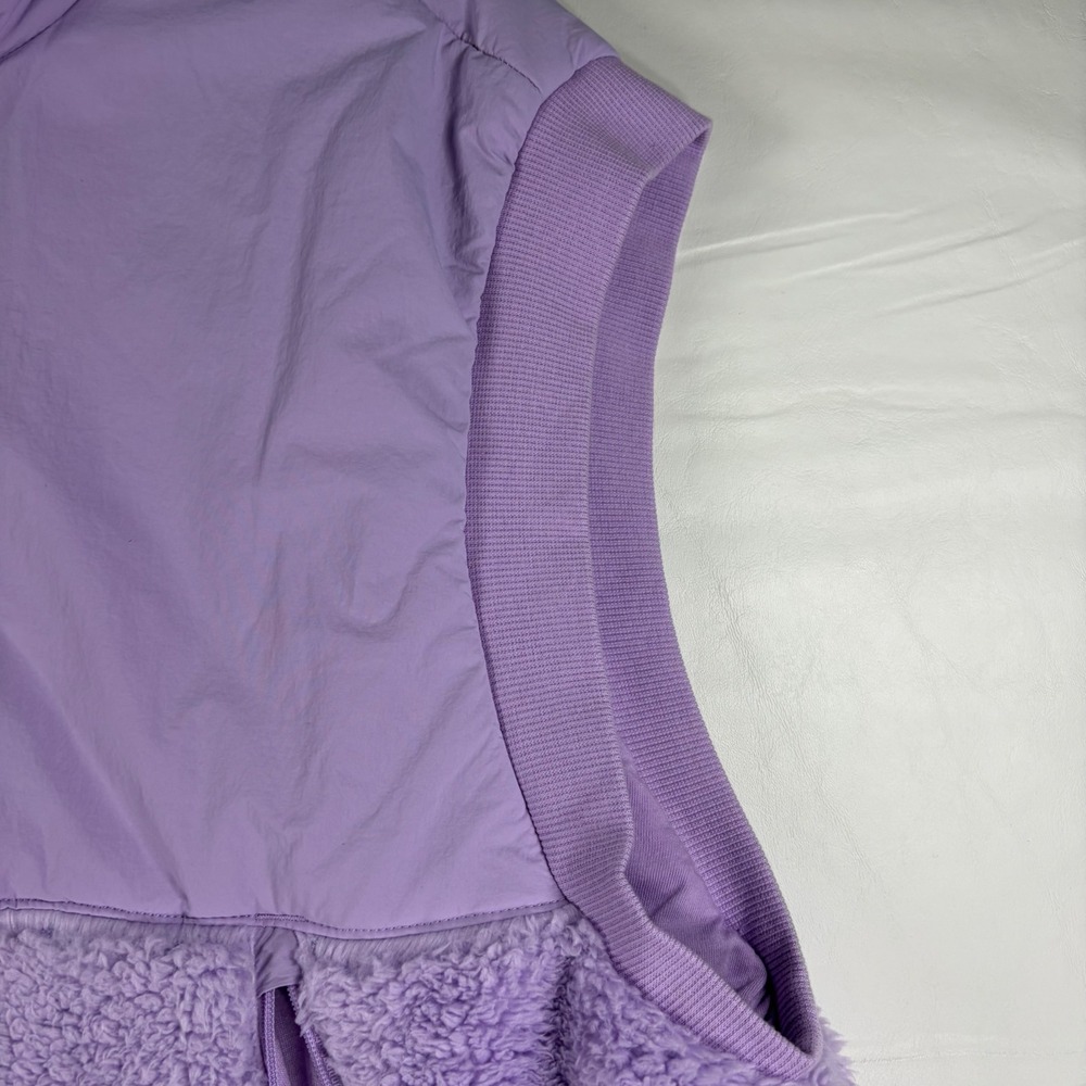 JoyLab Womens Mixed Media Sherpa Fleece Puffer Vest Purple Large New Winter Chic - Picture 7 of 13